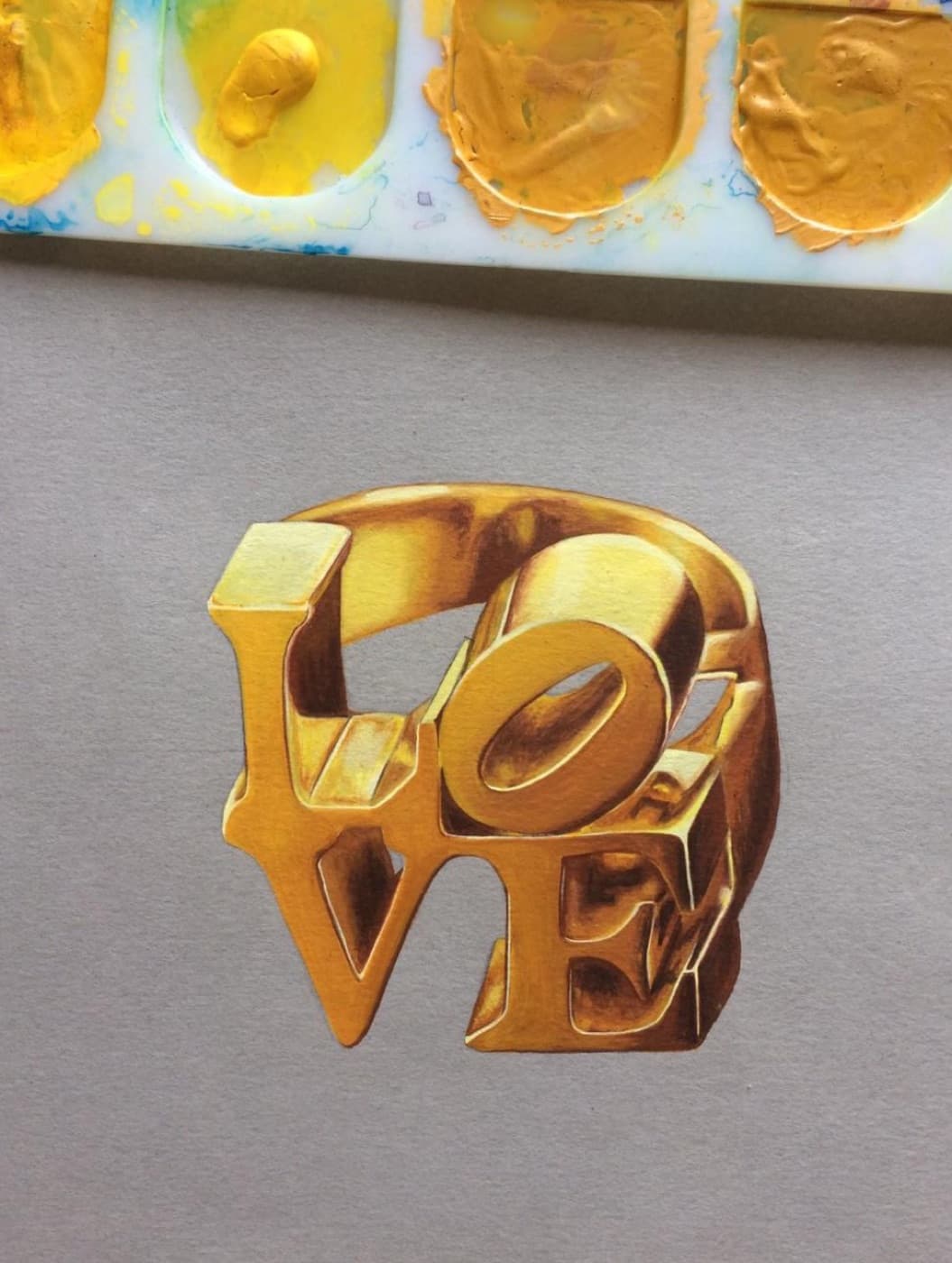 Dessin — bague LOVE dorée